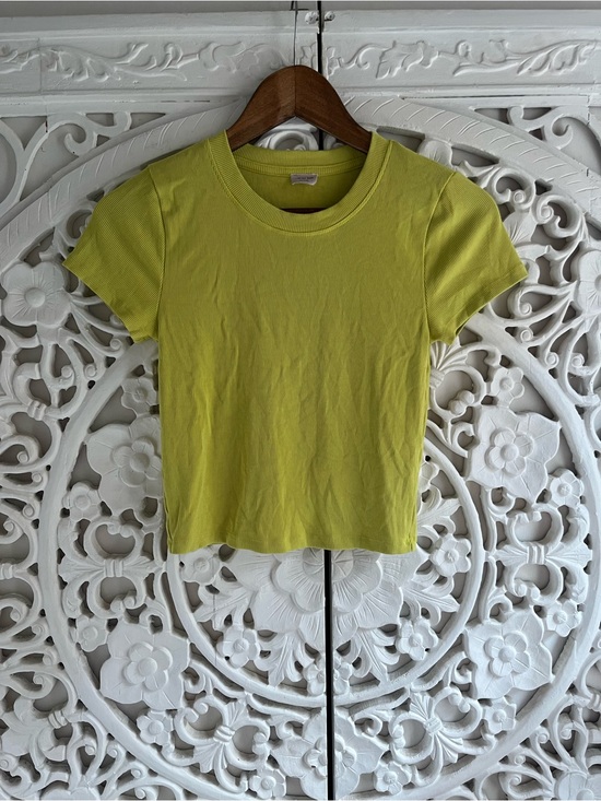 Wilfred Tops - Wilfred Free Aritzia Ribbed Modal Crew Neck Tee Neon Yellow Green Small